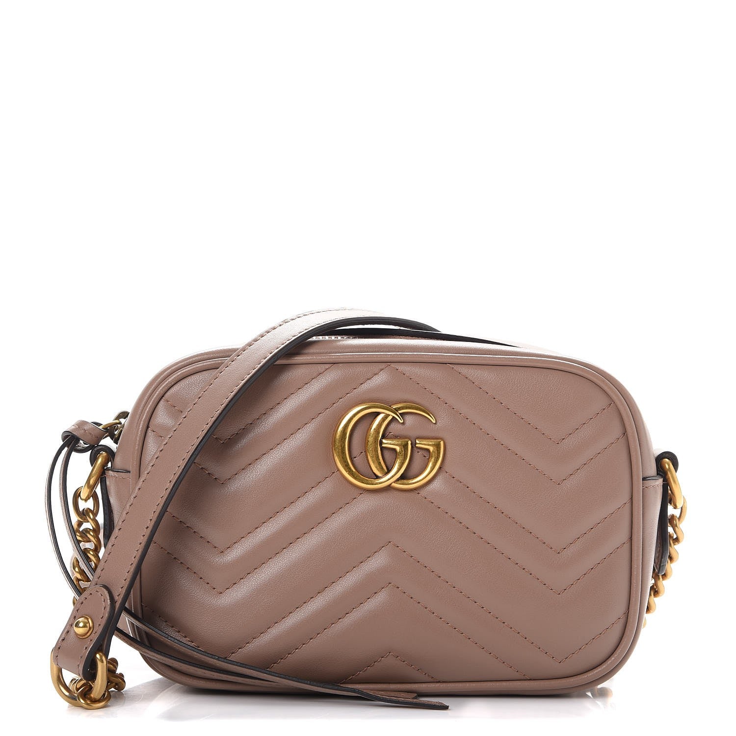 Gucci Calfskin Matelasse Mini GG Marmont Chain Shoulder Bag Nude 1 of 8