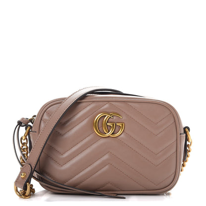 Gucci Calfskin Matelasse Mini GG Marmont Chain Shoulder Bag Nude 1 of 8