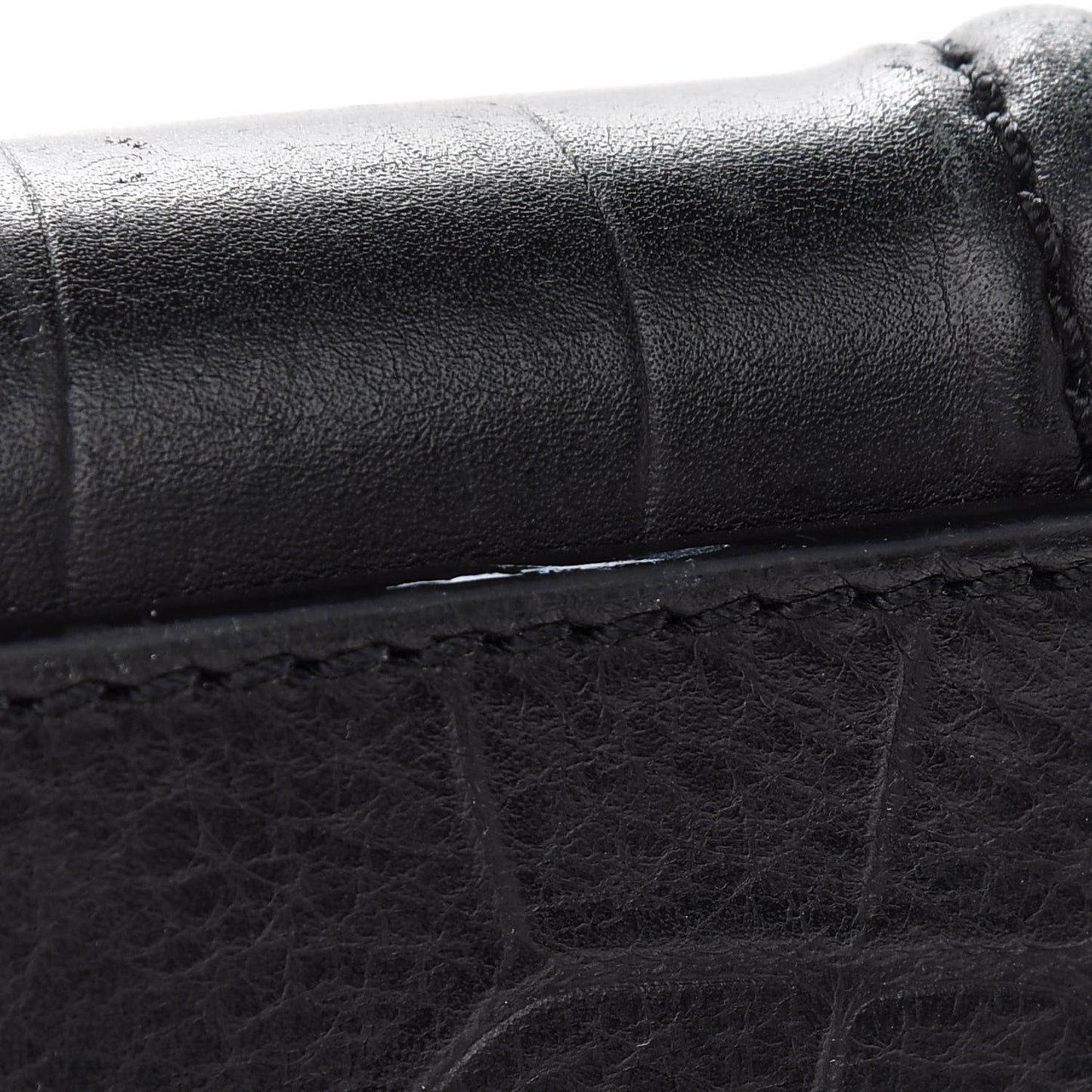 Calfskin Crocodile Embossed Medium Phantom Luggage Black