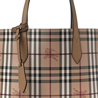 Burberry Grainy Calfskin Haymarket Check Small Reversible Tote Mid Camel 7 of 16