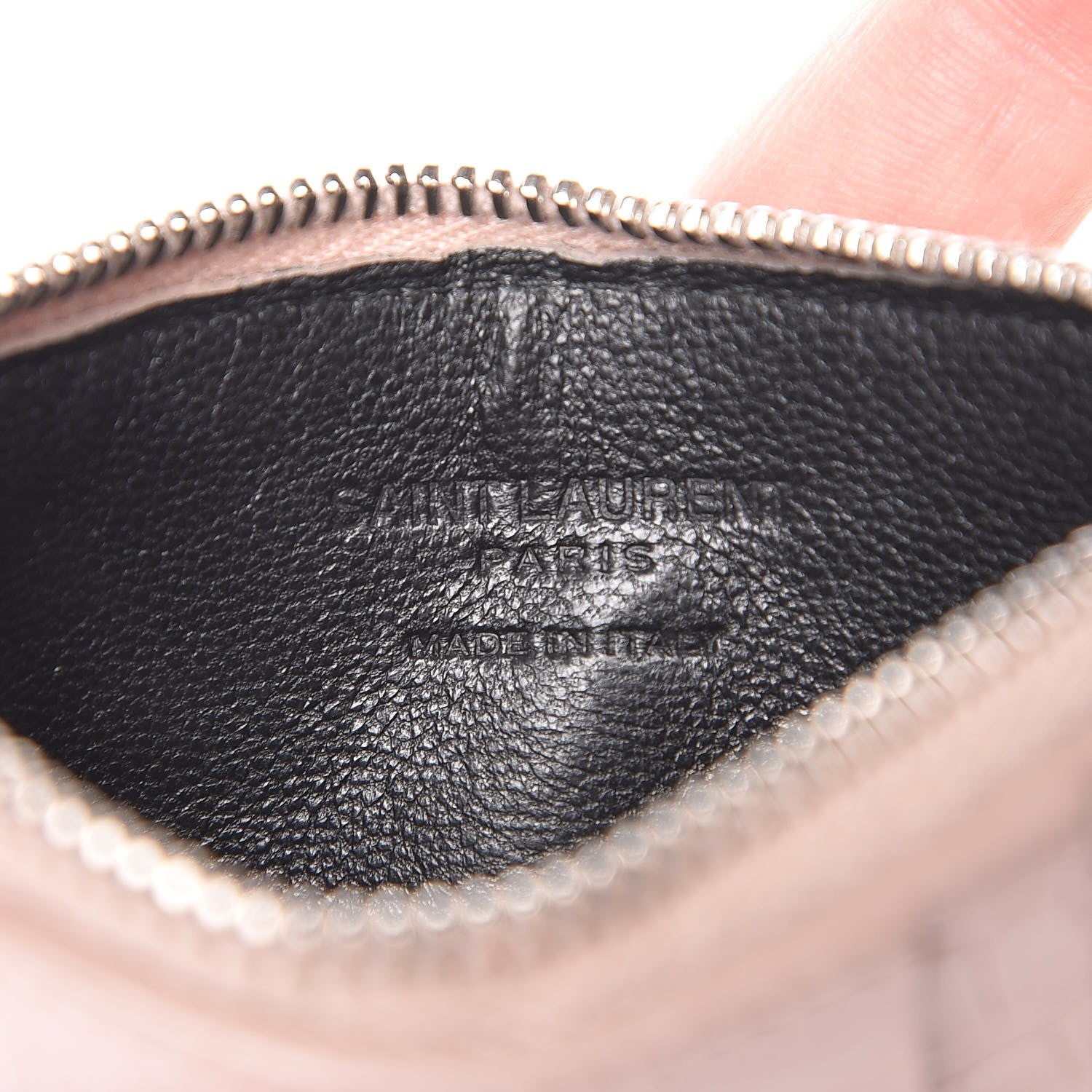 Saint Laurent Calfskin Crocodile Embossed 5 Fragments Zip Pouch Card Holder Rose Antic 6 of 13