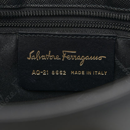 Salvatore Ferragamo Hammered Calfskin Gancini Hobo Black 6 of 9