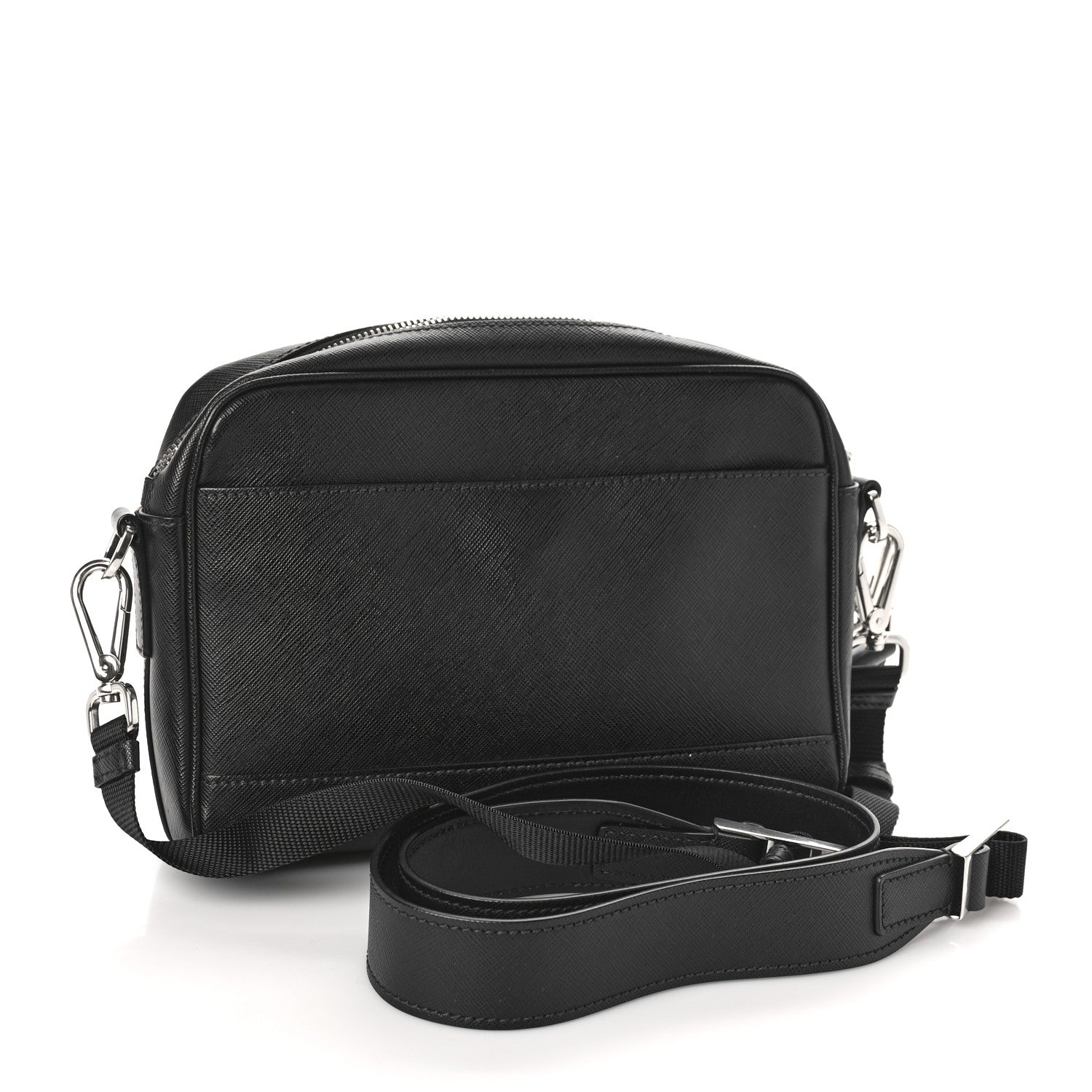 Prada Saffiano Zip Crossbody Bag Black 3 of 8