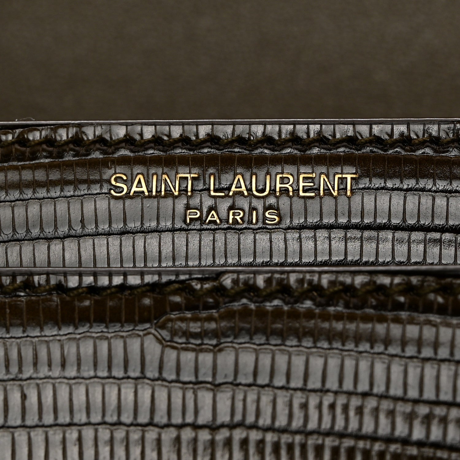 Saint Laurent Calfskin Lizard Embossed Small Monogram Sunset Dark Seaweed 8 of 11