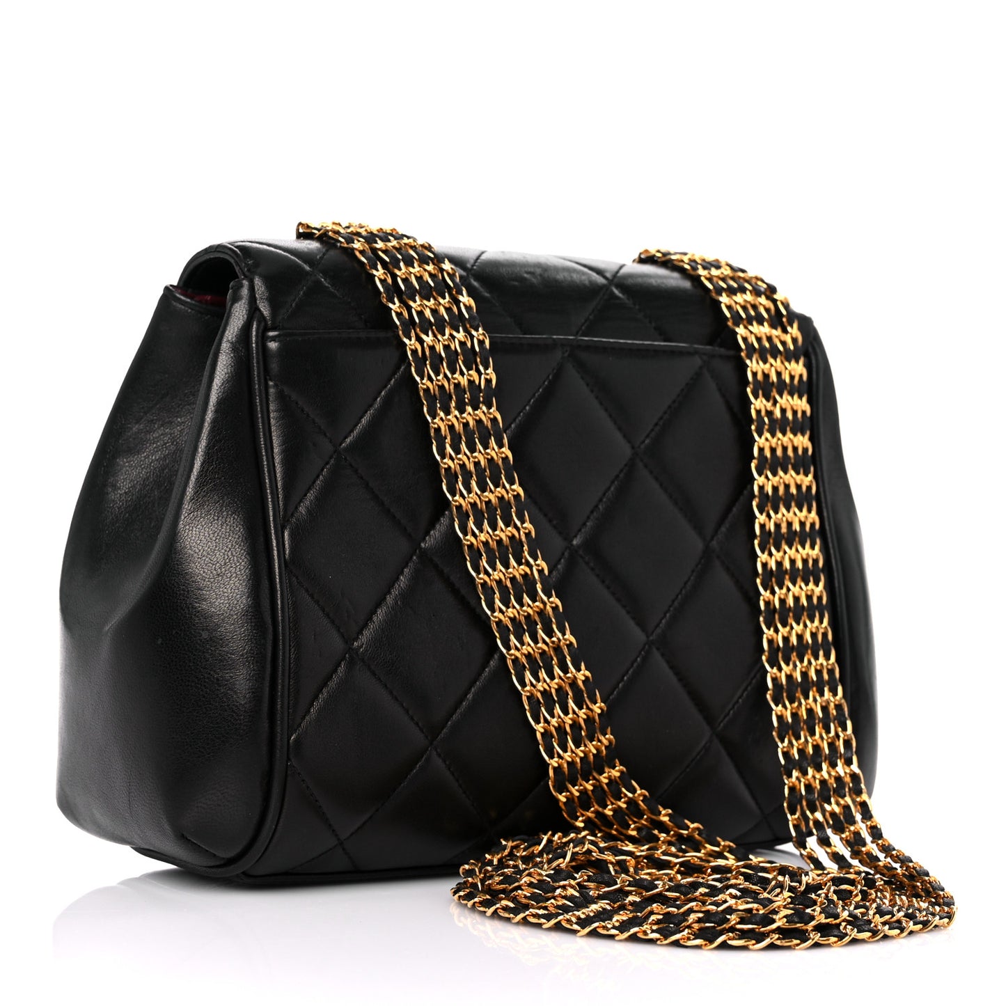 Lambskin Quilted 5 Chain Small Flap Black