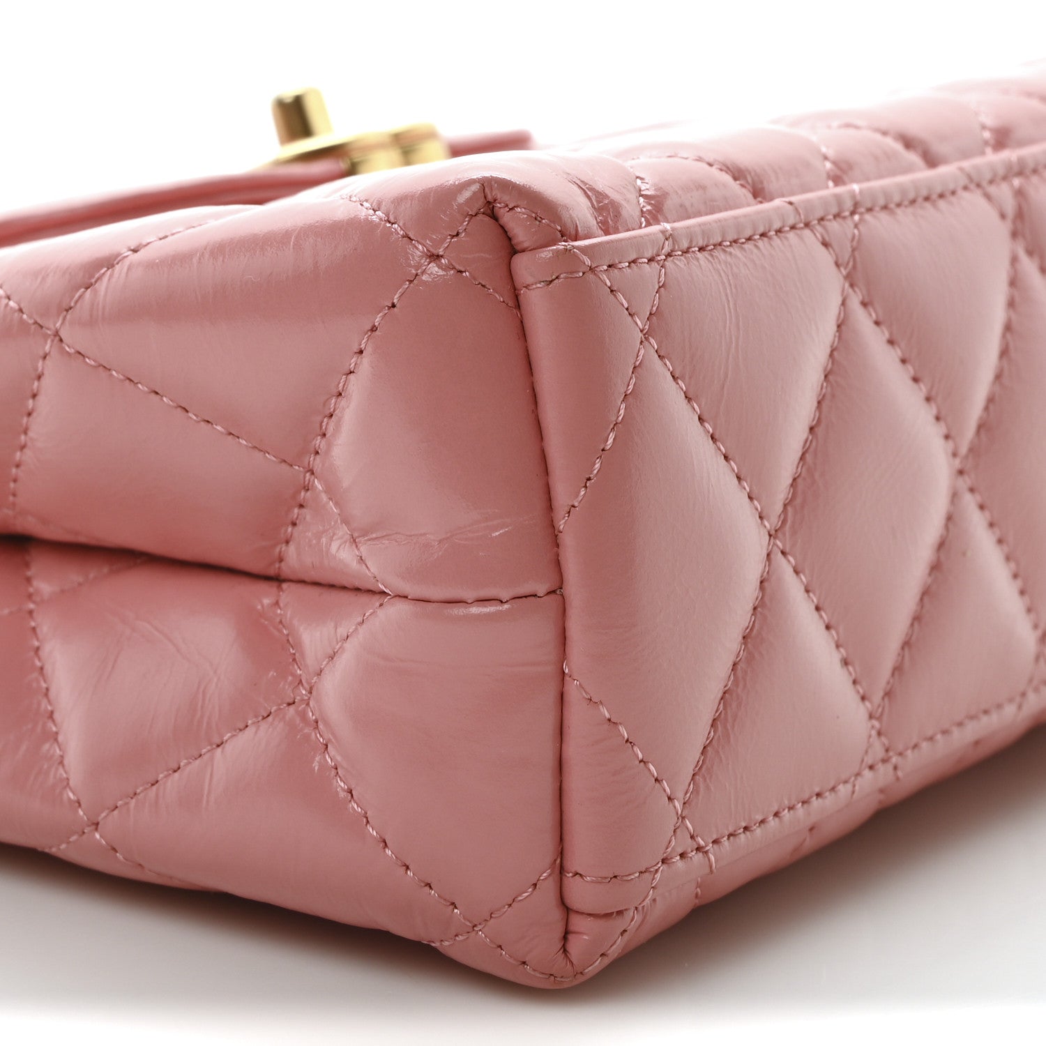 Chanel Shiny Aged Calfskin Quilted Nano Kelly Shopper Coral Pink 9 of 11
