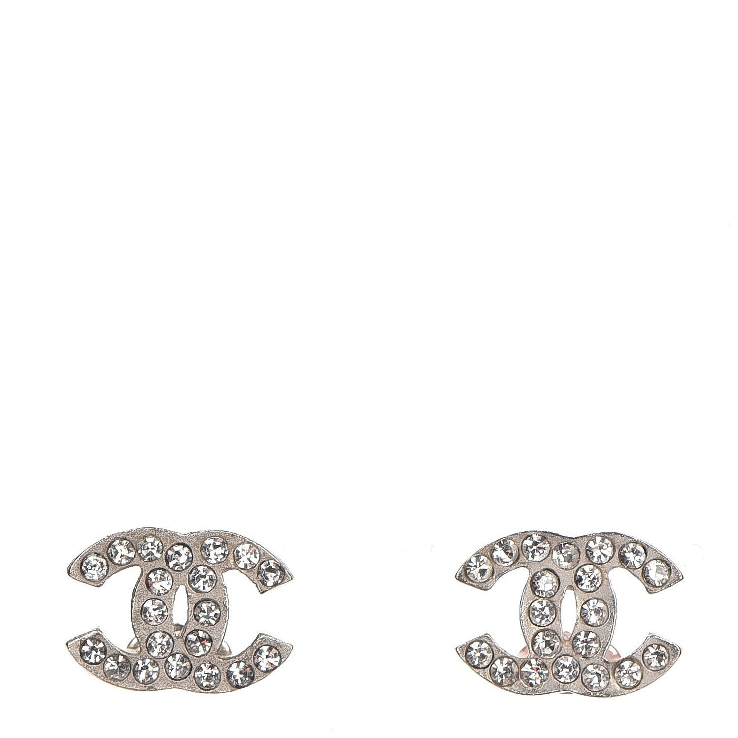 Chanel Crystal Mini Timeless CC Earrings Silver 1 of 4