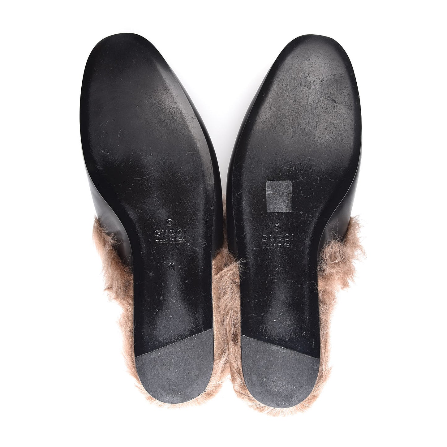 Calfskin Fur Crystal Tiger Embroidered Mens Princetown Slippers 11 Black
