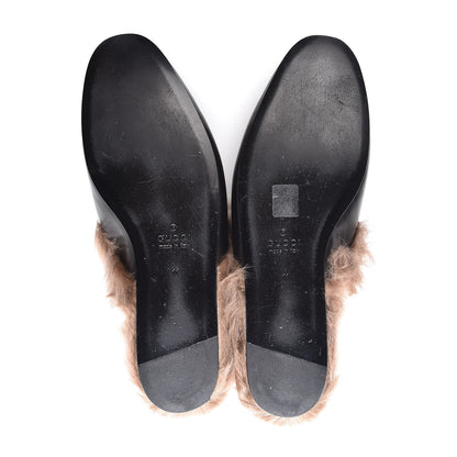 Gucci Calfskin Fur Crystal Tiger Embroidered Mens Princetown Slippers 11 Black 5 of 11
