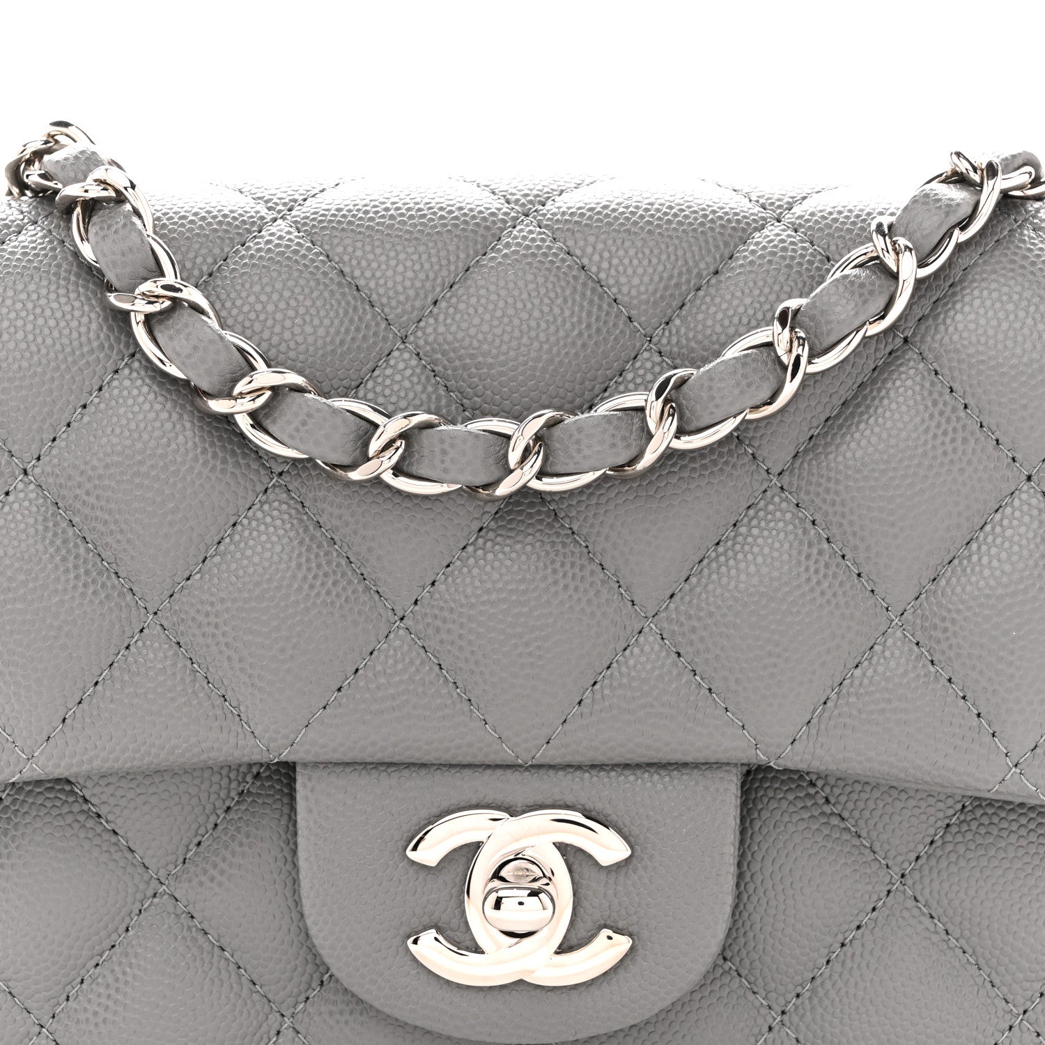 Chanel Caviar Quilted Mini Rectangular Flap Grey 8 of 10