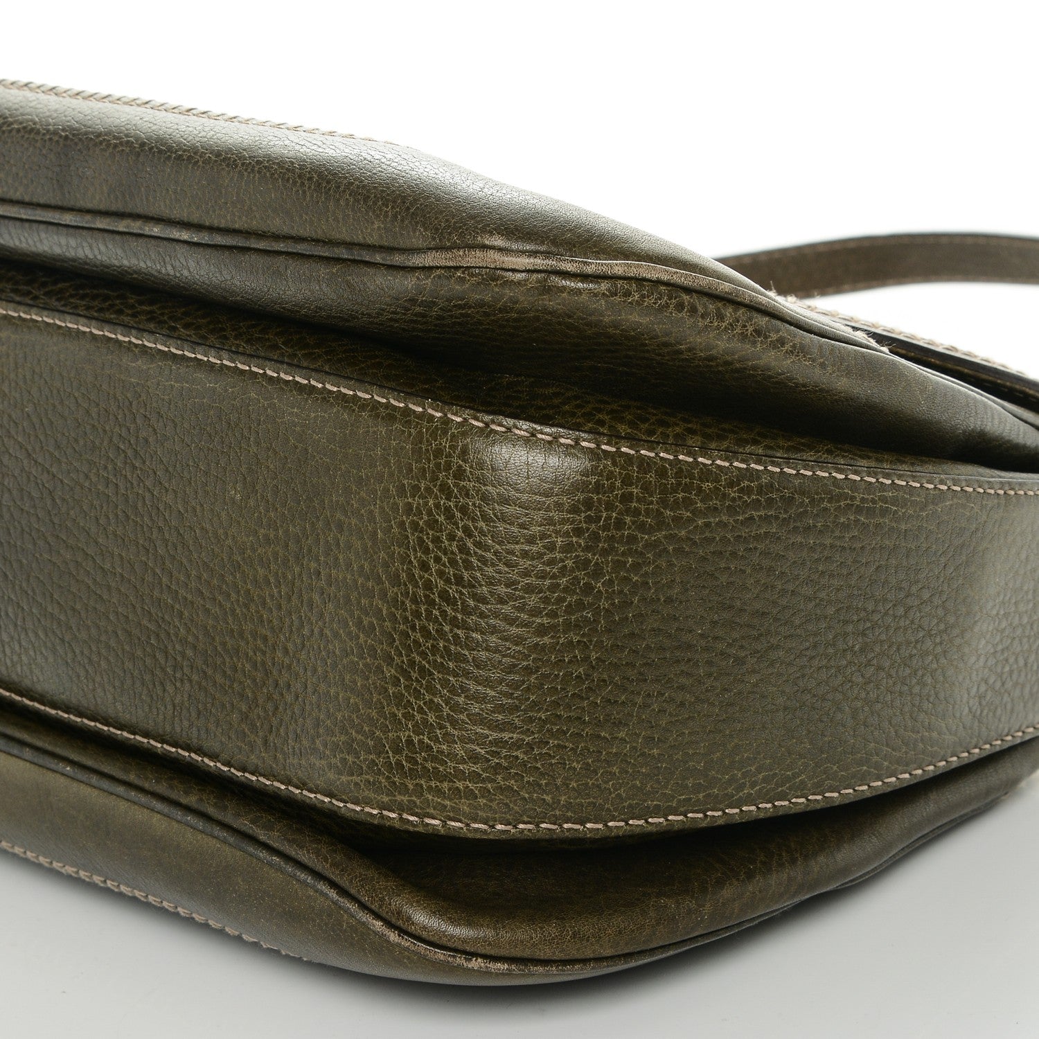 Gucci Calfskin Large New Bamboo Top Handle Bag Olive Green 7 of 9