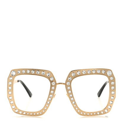 Gucci Metal Acetate Crystal Oversize GG0115S Eyeglasses Gold 2 of 10