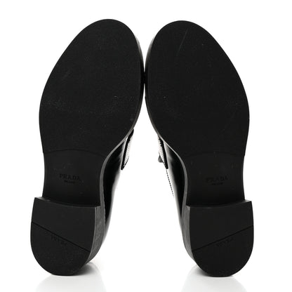 Prada Spazzolato Metal Triangle Logo 50mm Loafers 40 Black 5 of 8