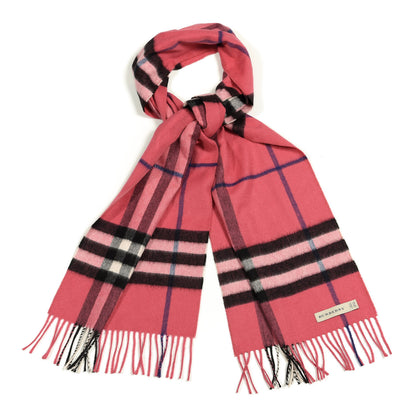 Burberry Cashmere Giant Check Fringe Scarf Rose Pink 1 of 4
