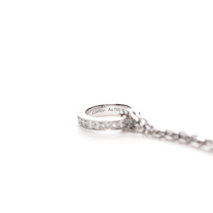 Cartier 18K White Gold Ceramic Diamond Three Ring LOVE Necklace 4 of 6