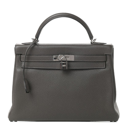 Hermes Taurillon Clemence Kelly Retourne 32 Graphite 1 of 13