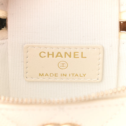 Chanel Caviar Quilted Small Handle With Care Vanity Case With Chain White 6 of 9