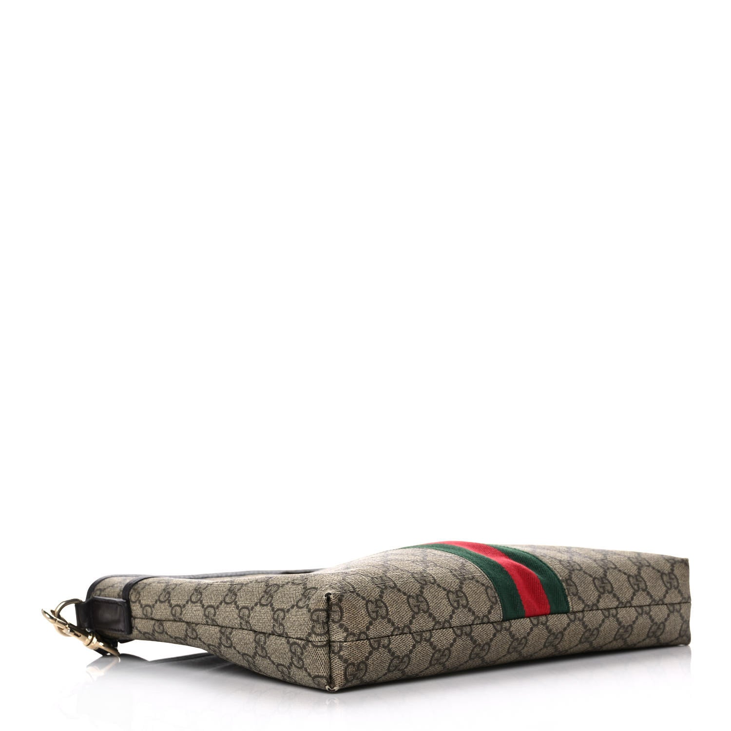 Gucci GG Monogram Web Flat Messenger Bag Dark Brown 4 of 14