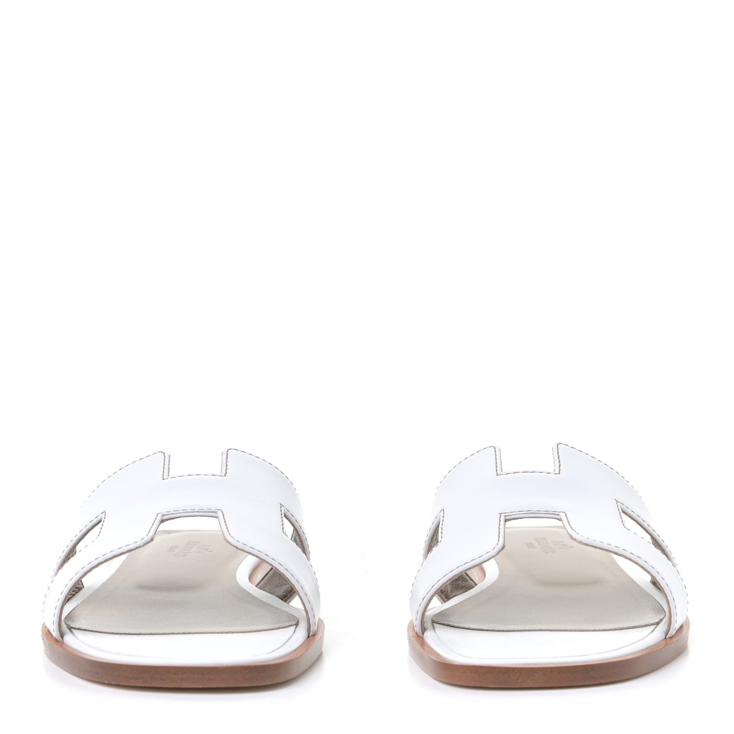 Hermes Box Calfskin Oran Sandals 37 White 4 of 11