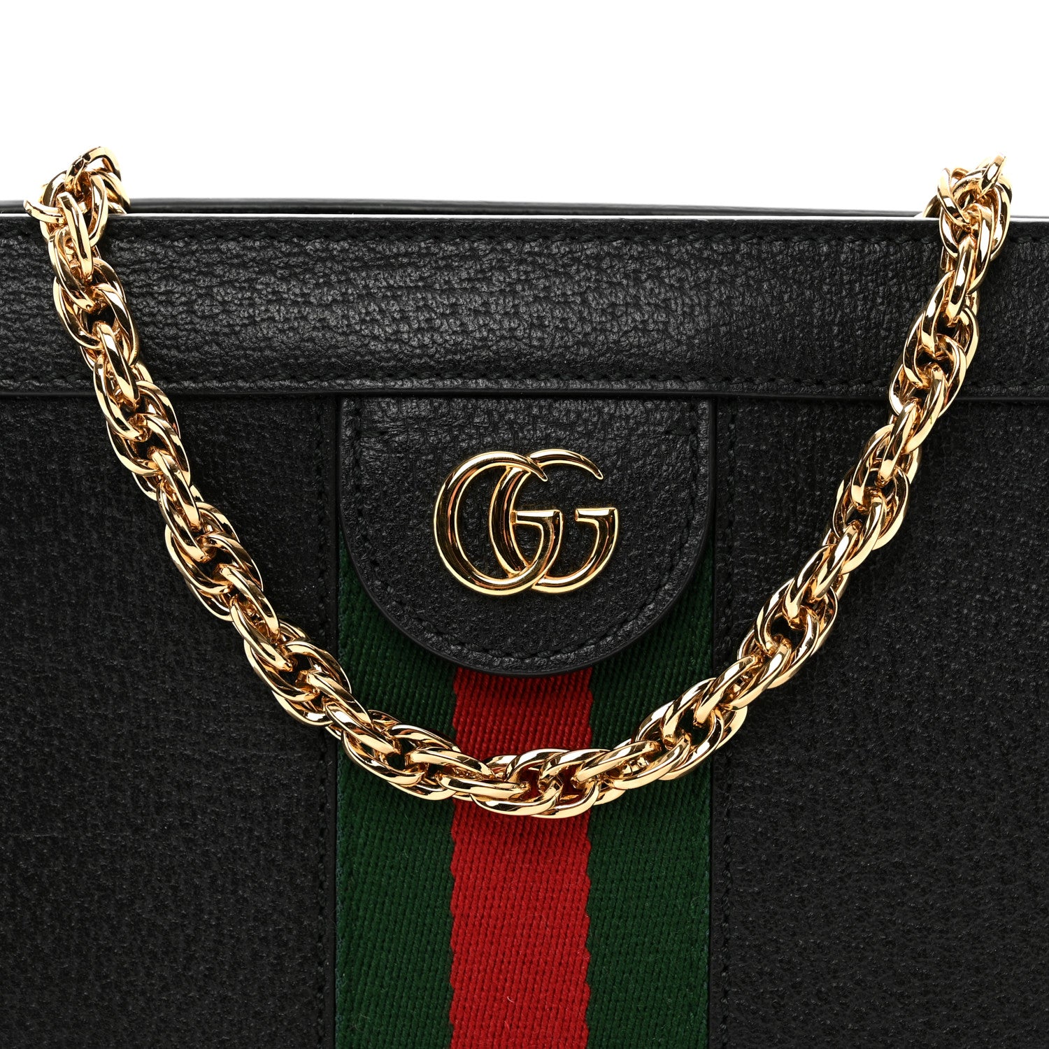 Gucci Calfskin GG Web Small Ophidia Chain Shoulder Bag Black 8 of 10