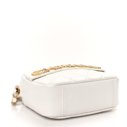 Chanel Calfskin Quilted Enchained Camera Case Bag White 3 of 9