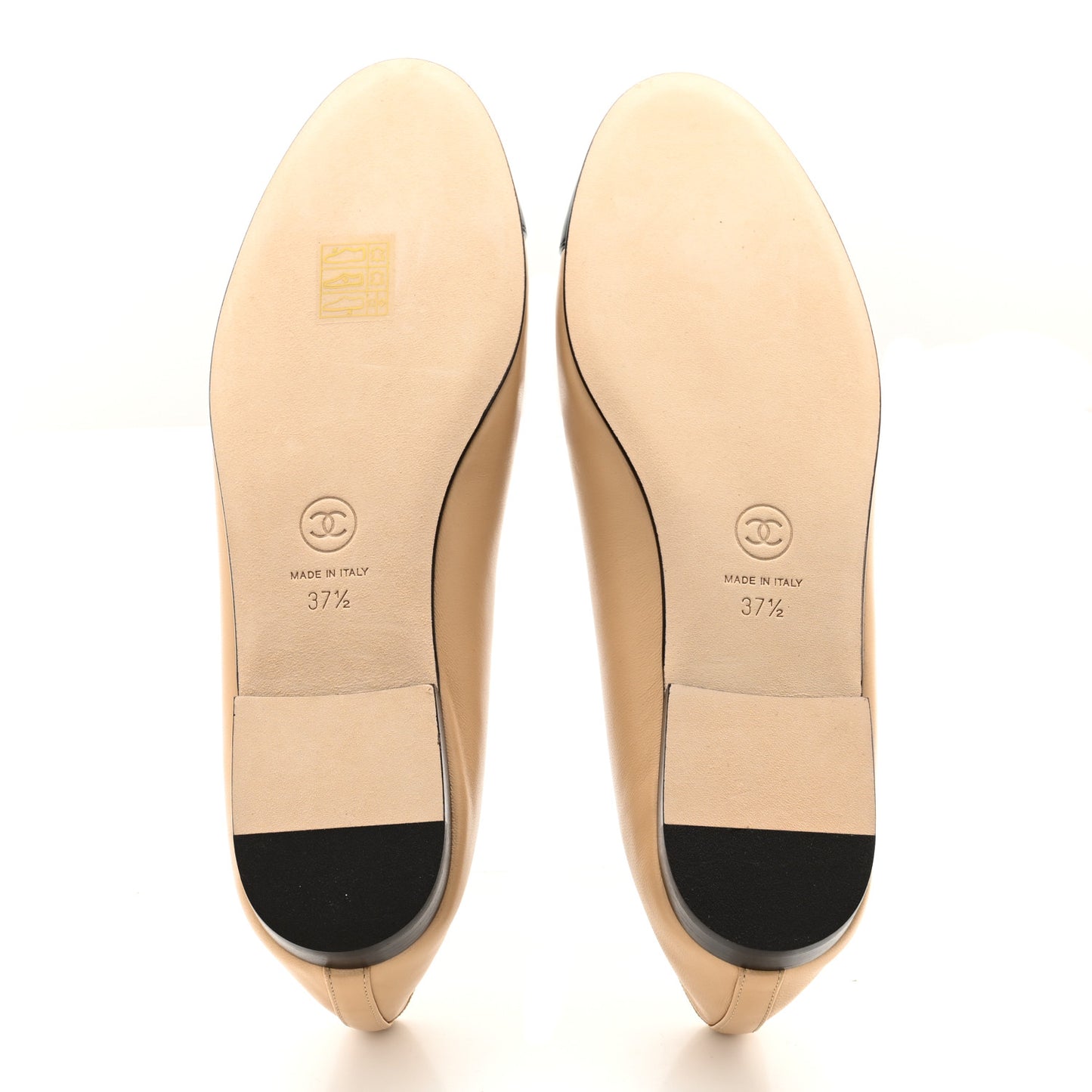 Lambskin Cap Toe CC Ballerina Flats 37.5 Beige Black