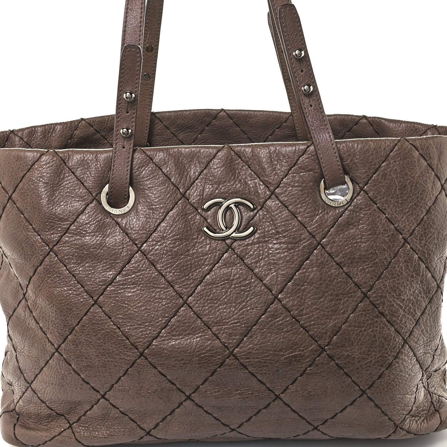 Chanel Glazed Calfskin Large On The Road Tote Brown 8 of 10