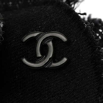 Chanel Tweed Camellia Pin Brooch Black White 3 of 5