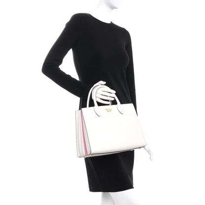 Prada Saffiano Calfskin Bibliotheque Top Handle White Begonia 3 of 8