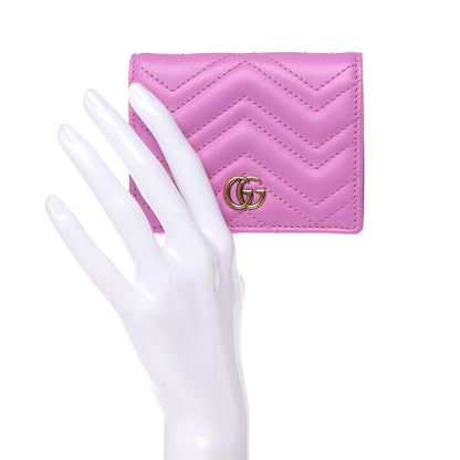 Gucci Calfskin Matelasse GG Marmont Card Case Candy Mousse 2 of 9