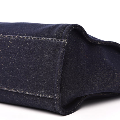 Chanel Lurex Canvas Medium Deauville Tote Navy Blue Gold 8 of 12