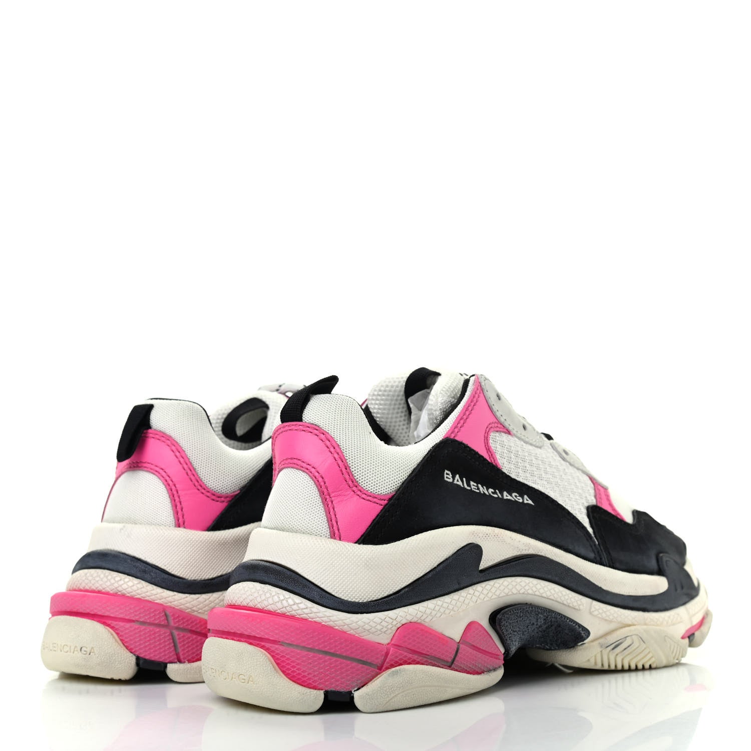 Balenciaga Fabric Mesh Womens Triple S Sneakers 40 Rose Fluo Black White 4 of 8