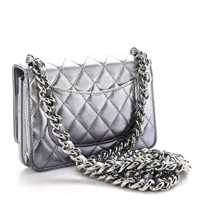 Chanel Gradient Metallic Lambskin Quilted Like A Wallet Wallet On Chain WOC Silvery Black 3 of 11