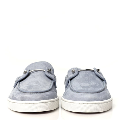 Christian Louboutin Nubuck Chanme Donna Flat Boat Flats  40.5 Jumbo Grey 3 of 9