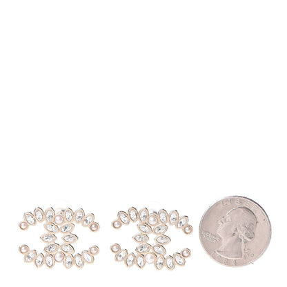 Chanel Crystal Pearl CC Earrings Gold 2 of 5
