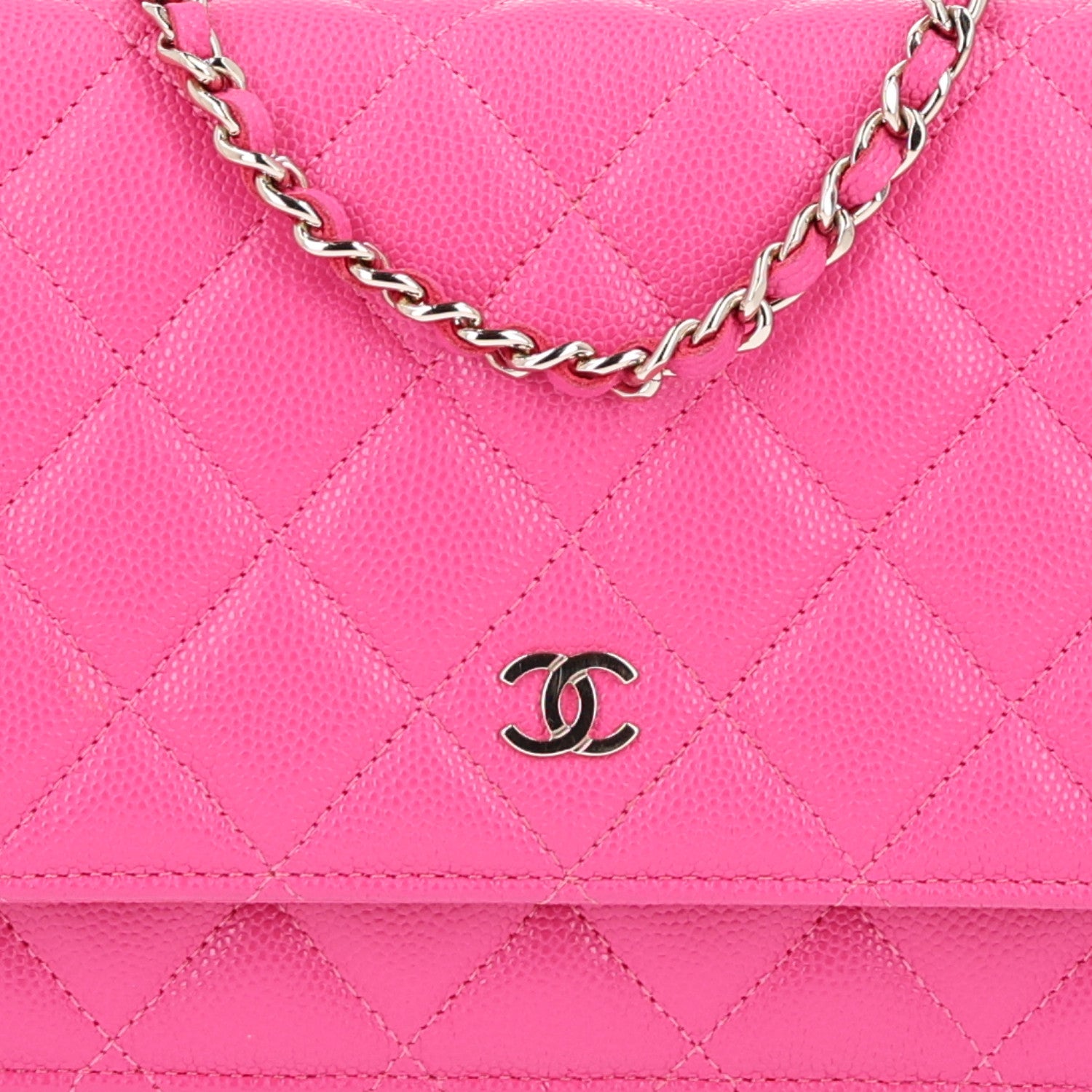 Chanel Caviar Quilted Wallet on Chain WOC Dark Pink 9 of 11
