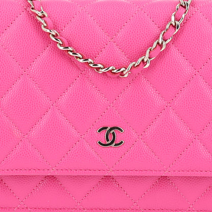 Chanel Caviar Quilted Wallet on Chain WOC Dark Pink 9 of 11