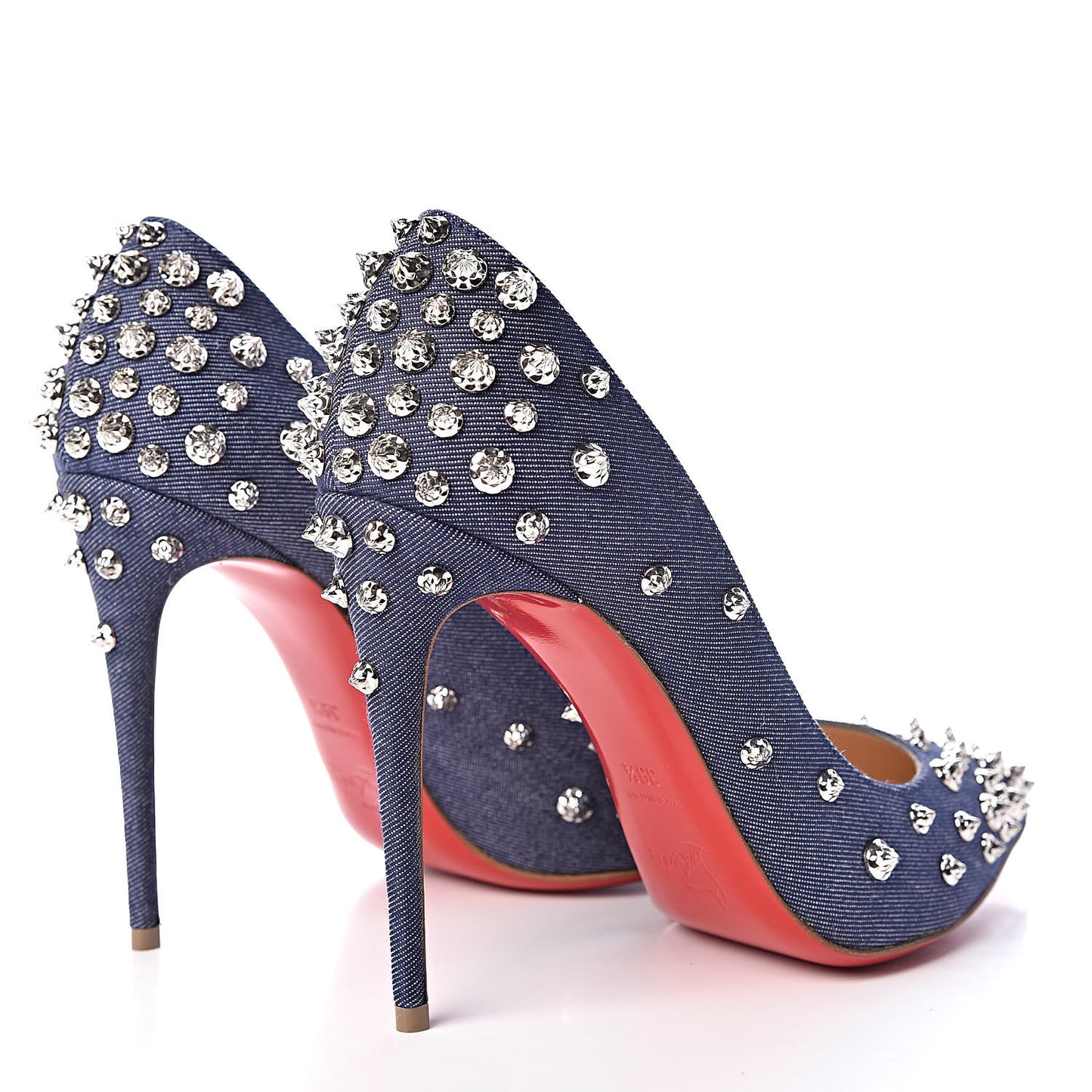 Denim Studded Aimantaclou 100 Pumps 39.5 Blue Silver