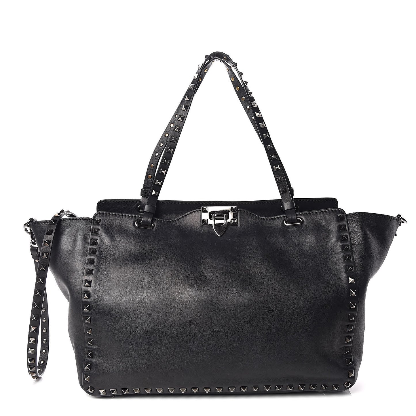 Vitello Medium Rockstud Tote Black