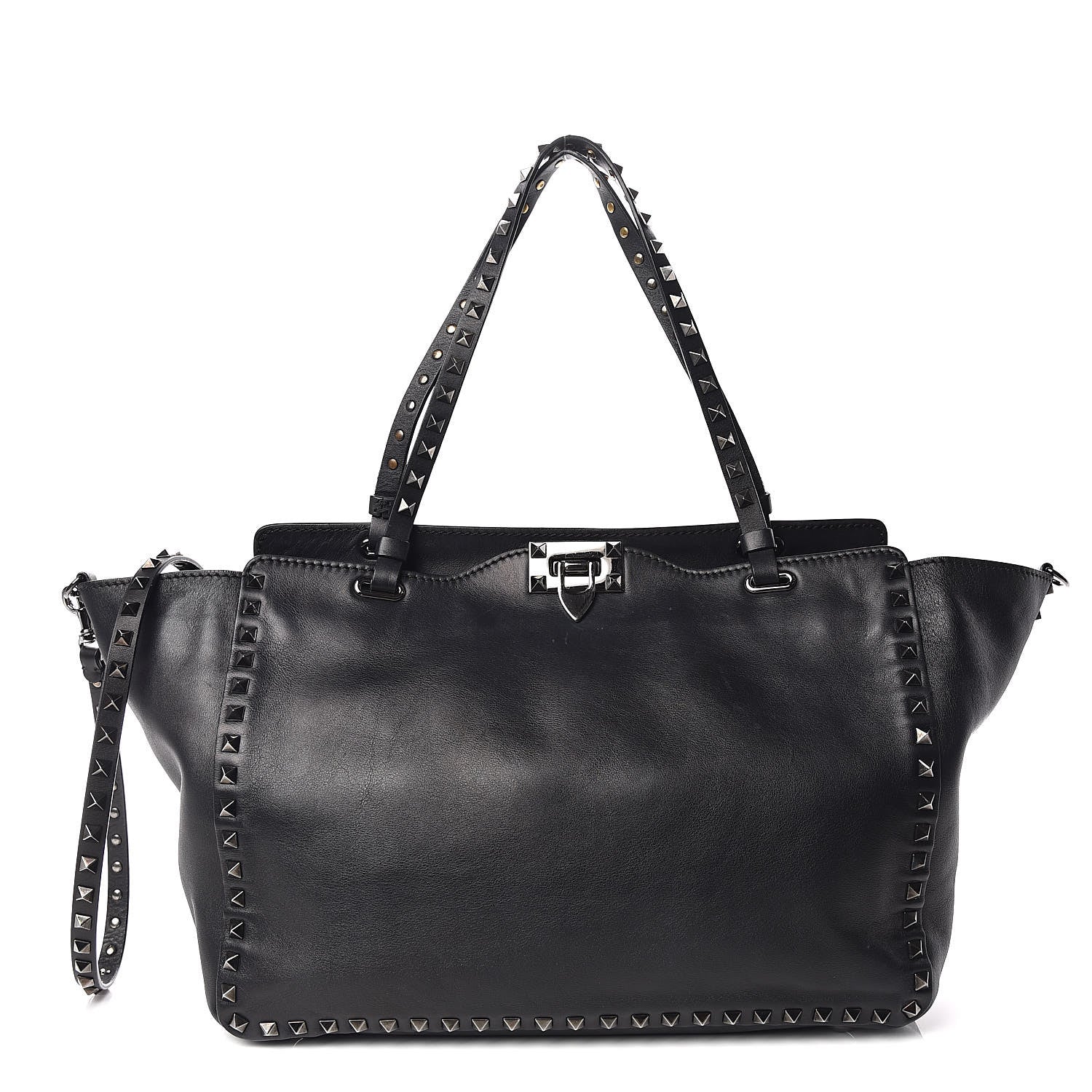 Valentino Garavani Vitello Medium Rockstud Tote Black 1 of 15