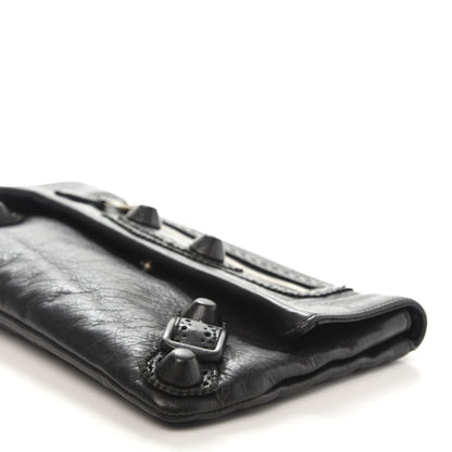 Balenciaga Agneau Giant Brogues Hardware Envelope Clutch Black 8 of 11