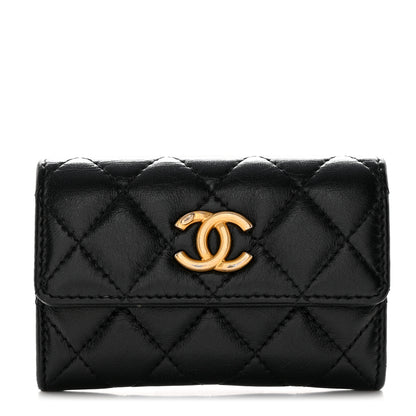 Chanel Lambskin Quilted Flap Card Holder Black 1 of 10