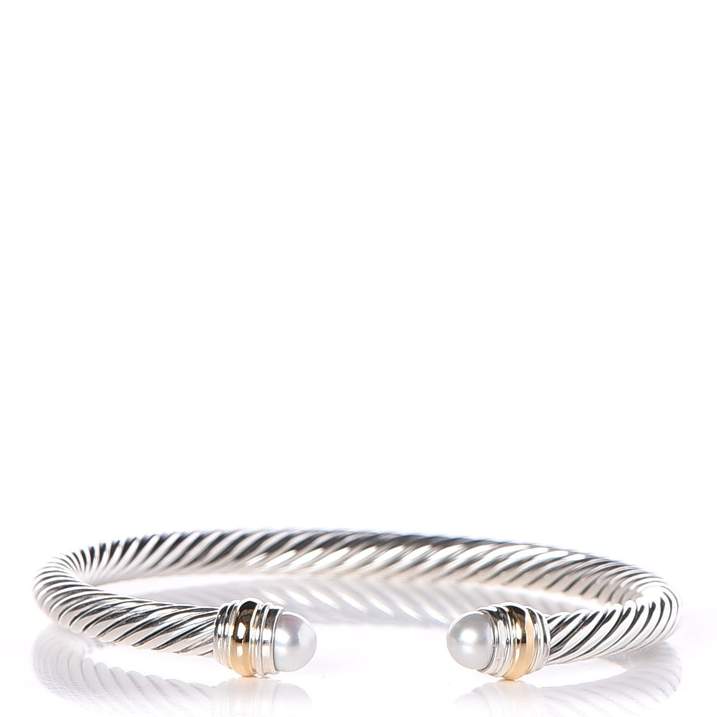 Sterling Silver 14K Yellow Gold Pearl 5mm Cable Classics Bracelet
