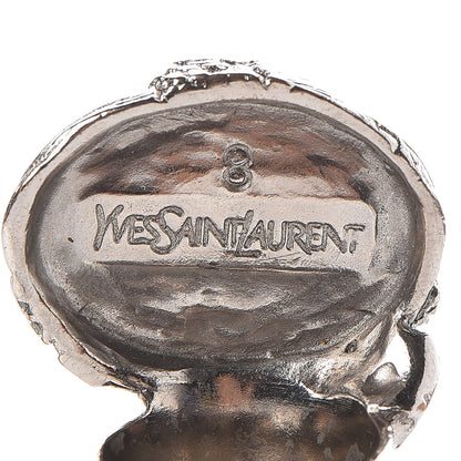 Saint Laurent Glass Cabochon Arty Ovale Ring 8 Silver Pink 4 of 5