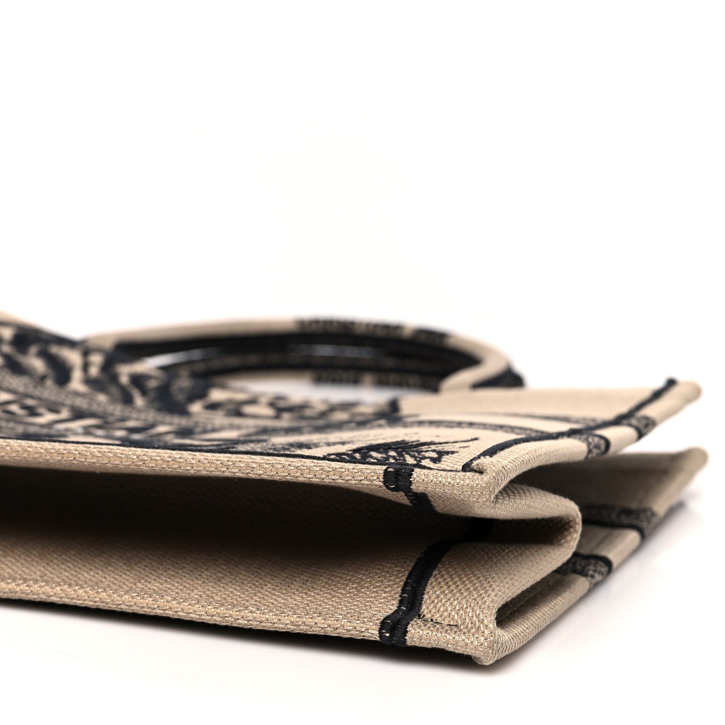 Canvas Embroidered Medium Book Tote Brown Black
