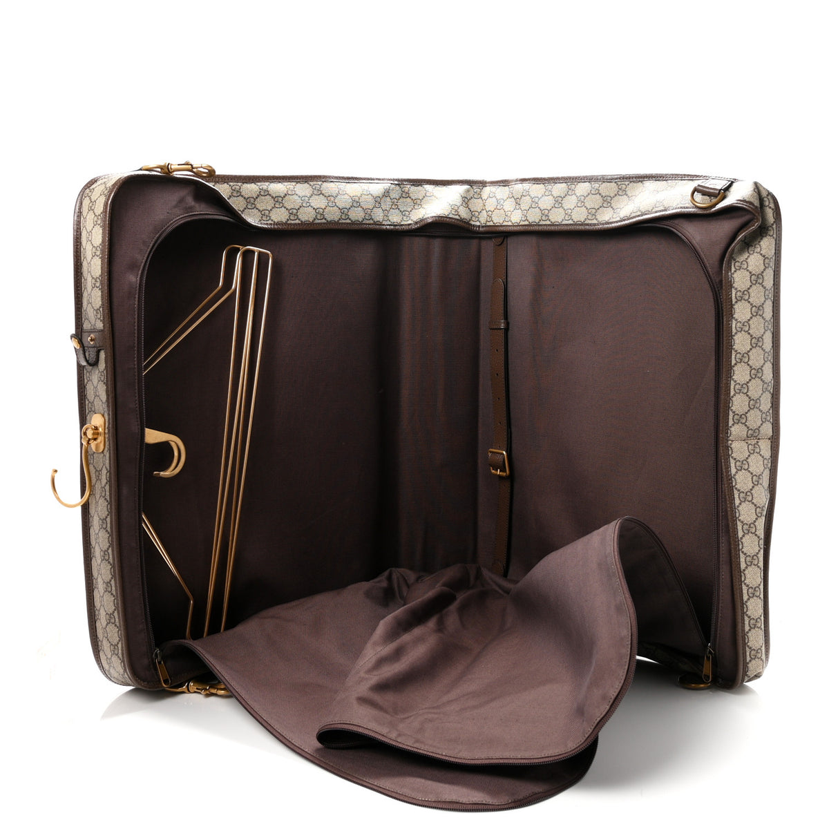 GG Supreme Monogram Textured Dollar Calfskin Web Ophidia Savoy Garment Bag Beige Ebony New Acero