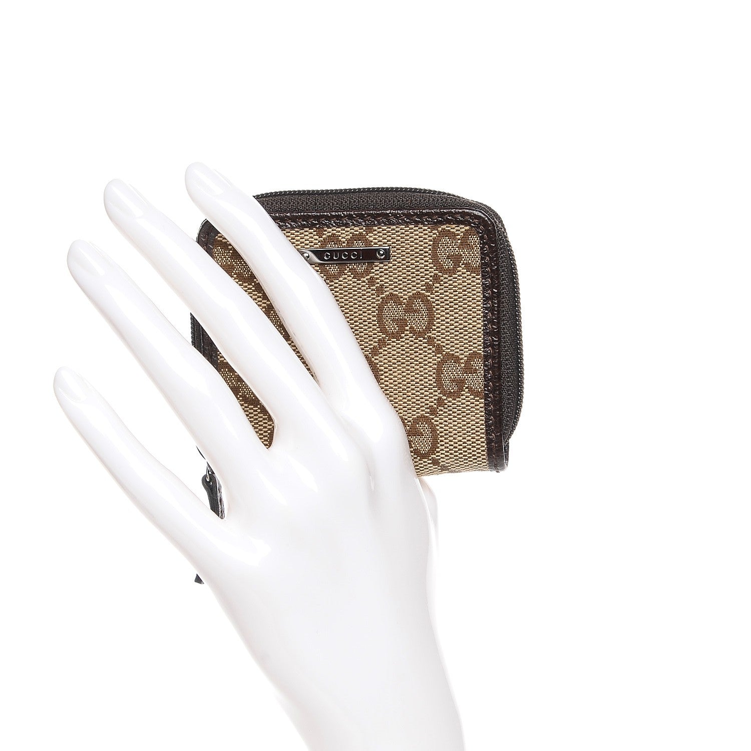 Gucci Monogram Zip Around Coin Purse Brown 2 of 8