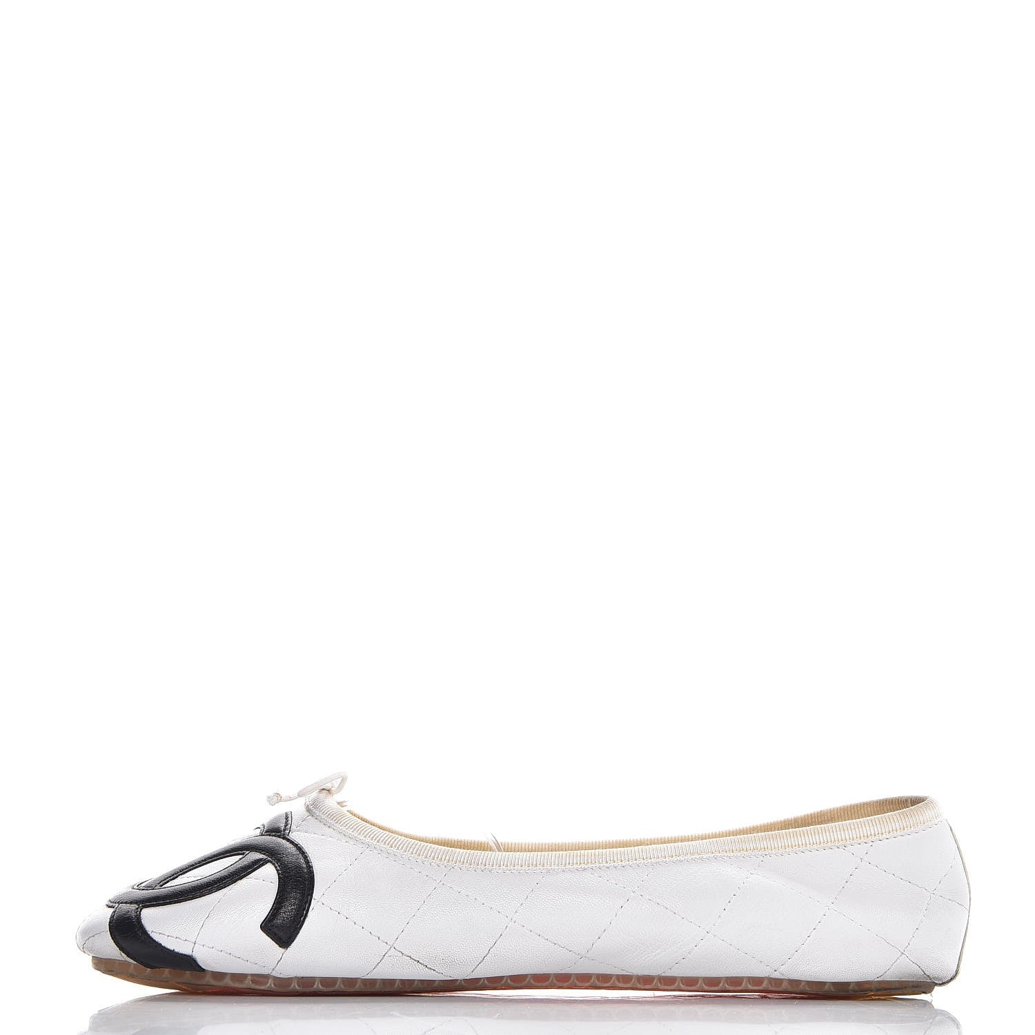 Chanel Lambskin Quilted Cambon Ballerina Flats 41 White Black 1 of 10