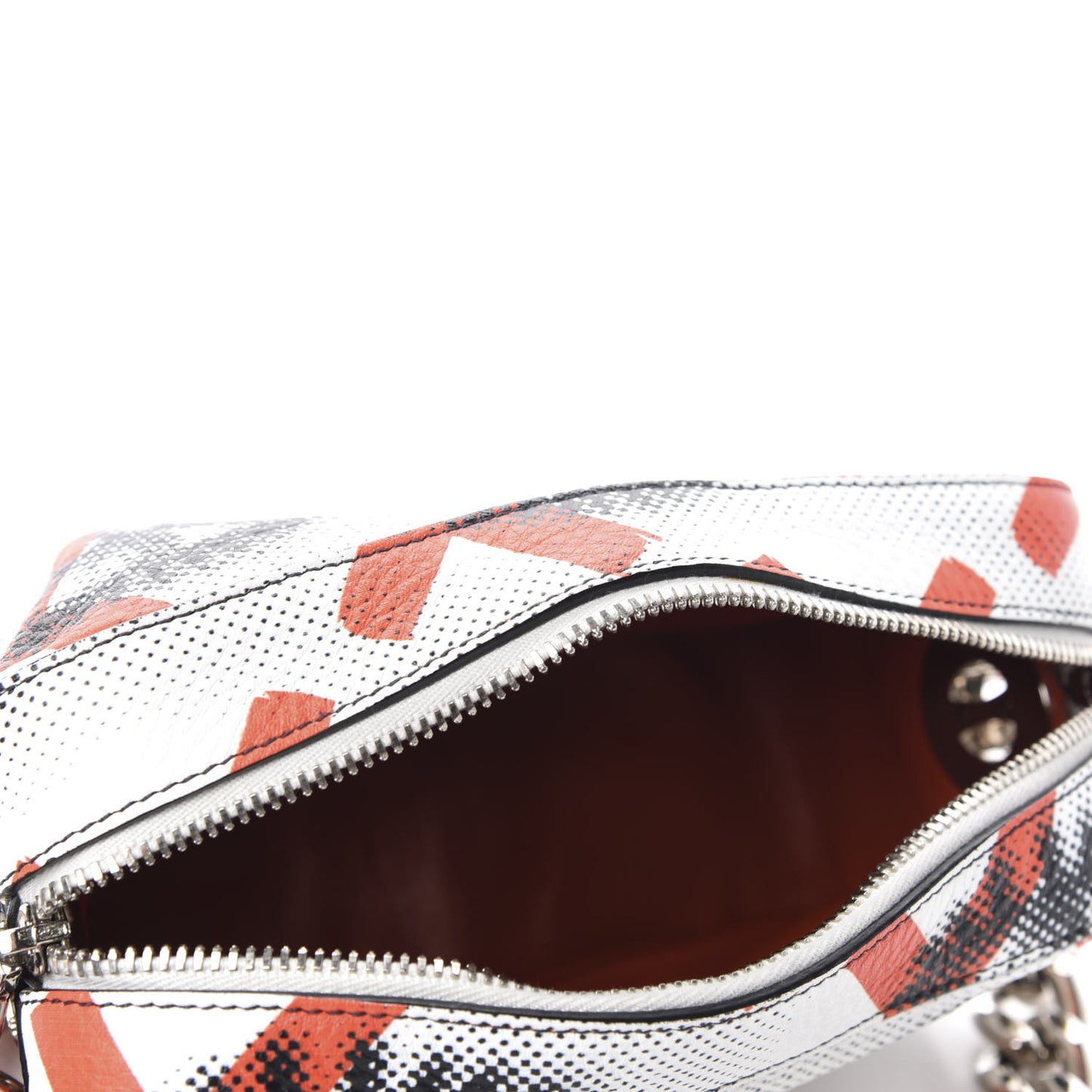 Vitello Daino Eye Inside Shoulder Bag Bianco Arancio