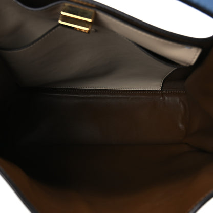 Fendi Vitello Seta Nabuk Pequin Medium Peekaboo X-Lite Blue Brown 5 of 10